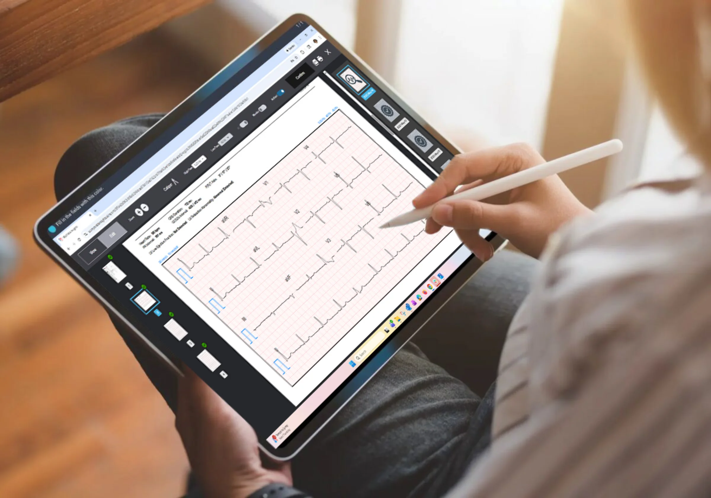 MyoVista on iPad with stylus